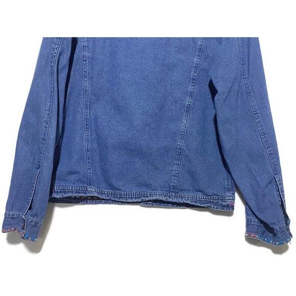 Jacqueline Lauren Jean Short Jacket Women's Large Studded Embroidered Denim - Picture 7 of 8